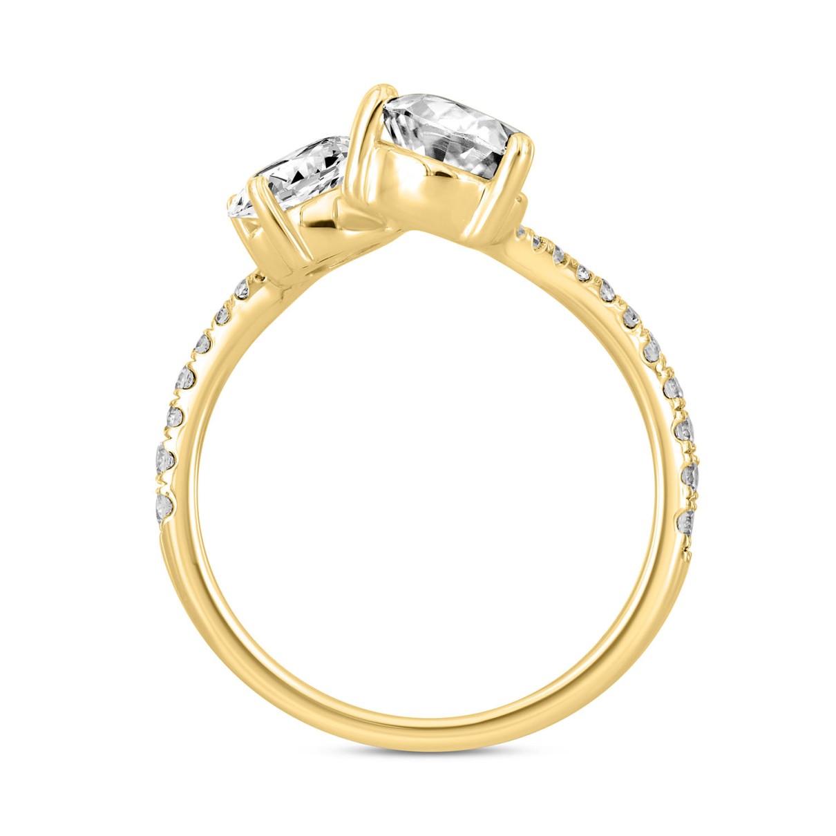 LADIES RING 2CT ROUND/PEAR DIAMOND 14K YELLOW GOLD 