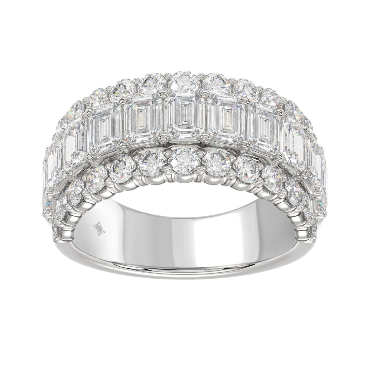 LADIES BAND 3 1/2CT ROUND/EMERALD DIAMOND 14K WHIT...