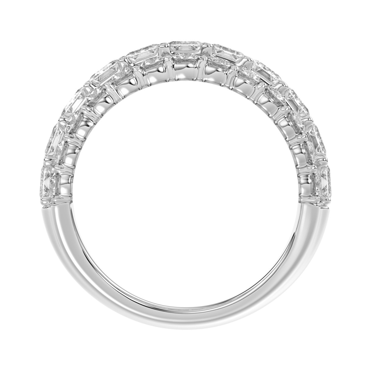 LADIES BAND 3 1/2CT ROUND/EMERALD DIAMOND 14K WHITE GOLD
