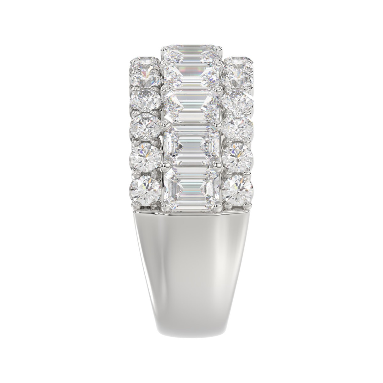 LADIES BAND 3 1/2CT ROUND/EMERALD DIAMOND 14K WHITE GOLD