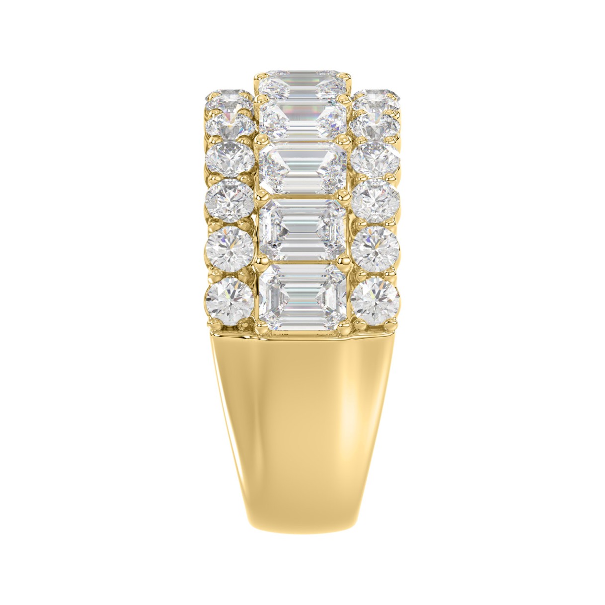 LADIES BAND 3 1/2CT ROUND/EMERALD DIAMOND 14K YELLOW GOLD