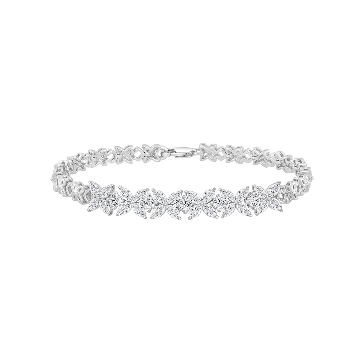 LADIES BRACELET 3CT ROUND/MARQUISE DIAMOND 14K WHI...