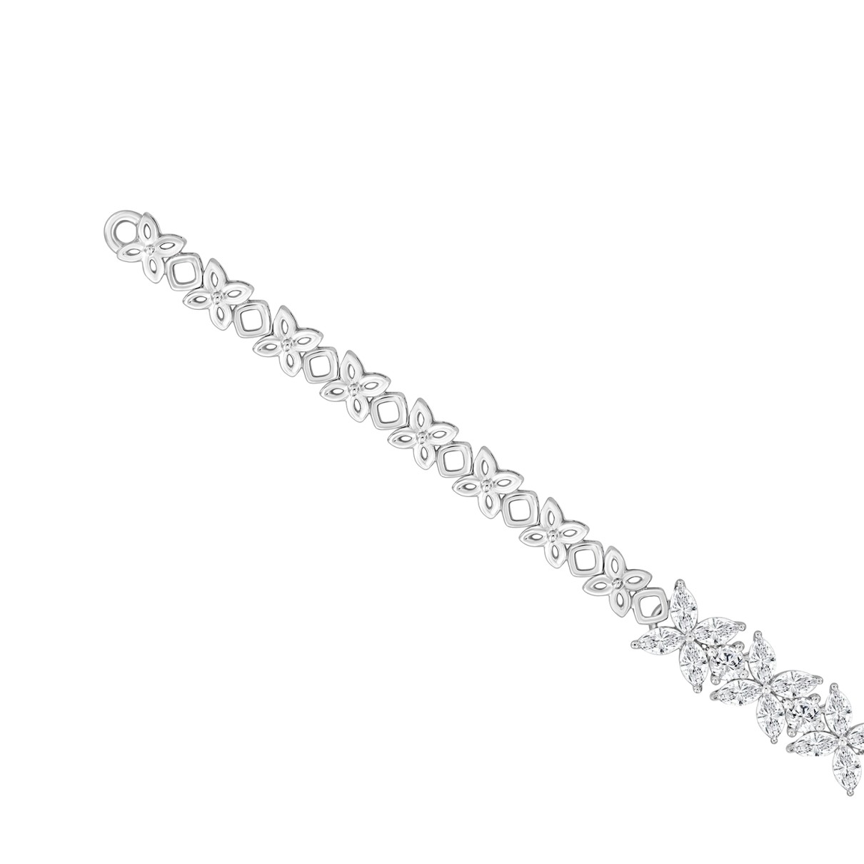 LADIES BRACELET 3CT ROUND/MARQUISE DIAMOND 14K WHITE GOLD