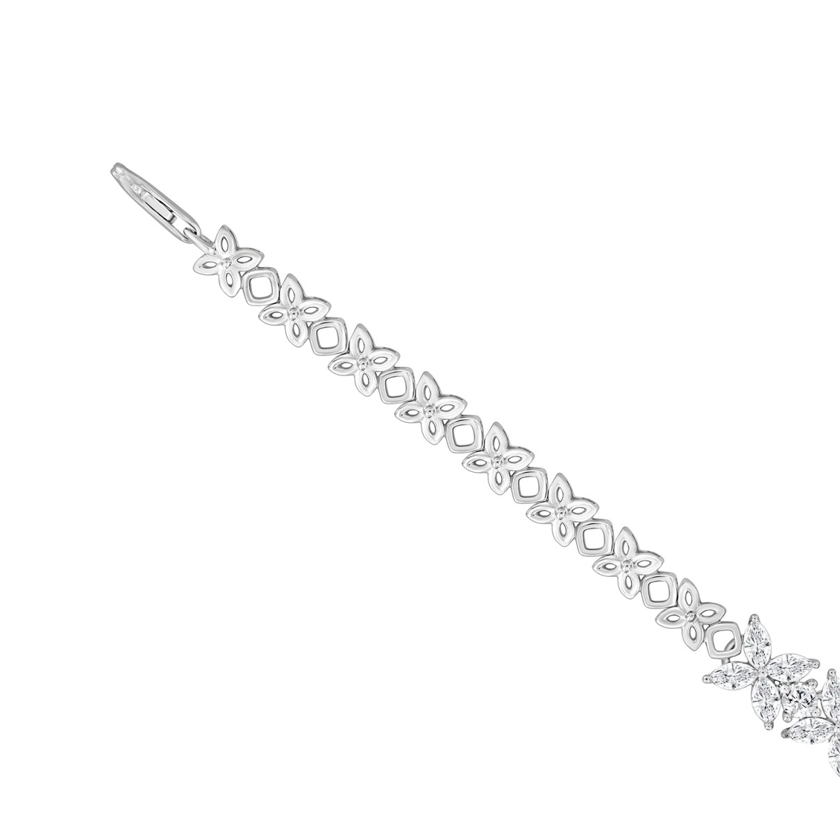 LADIES BRACELET 3CT ROUND/MARQUISE DIAMOND 14K WHITE GOLD