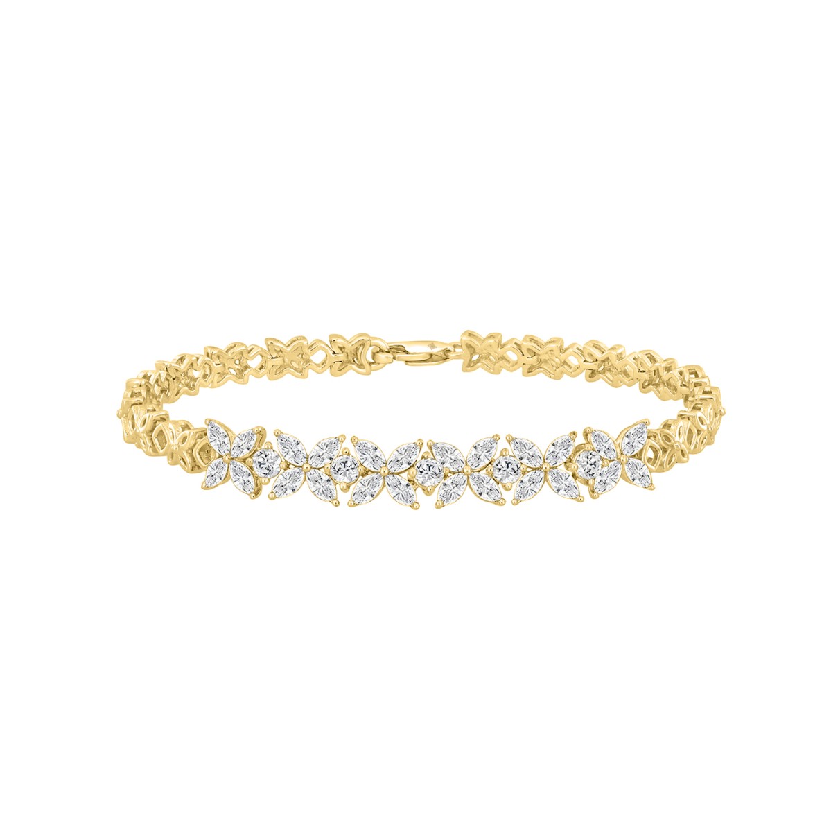 LADIES BRACELET 3CT ROUND/MARQUISE DIAMOND 14K YEL...