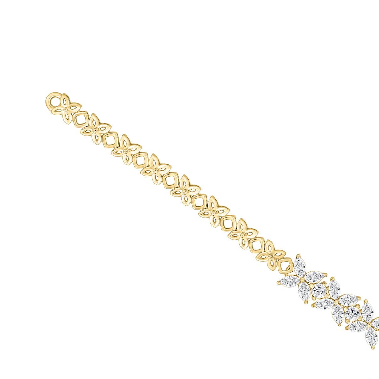 LADIES BRACELET 3CT ROUND/MARQUISE DIAMOND 14K YELLOW GOLD