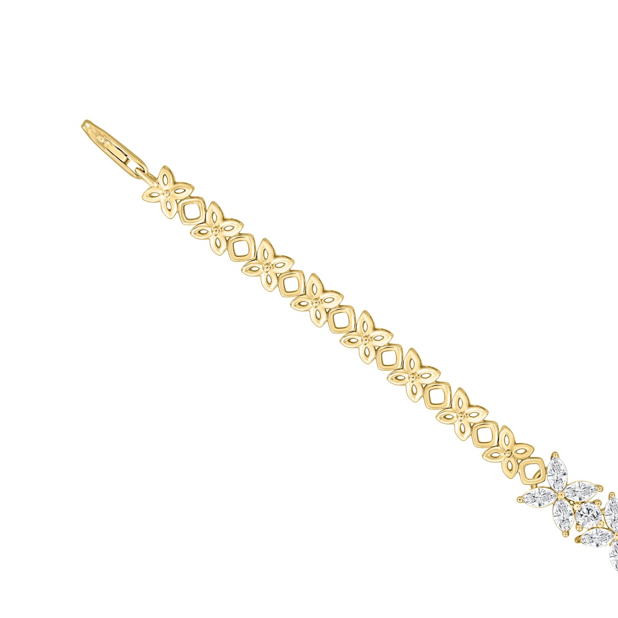 LADIES BRACELET 3CT ROUND/MARQUISE DIAMOND 14K YELLOW GOLD