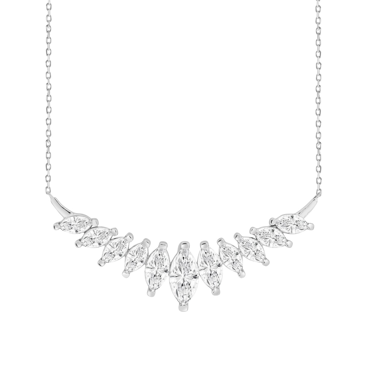 LADIES NECKLACE 4CT MARQUISE DIAMOND 14K WHITE GOL...