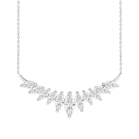 LADIES NECKLACE 4CT MARQUISE DIAMOND 14K WHITE GOLD