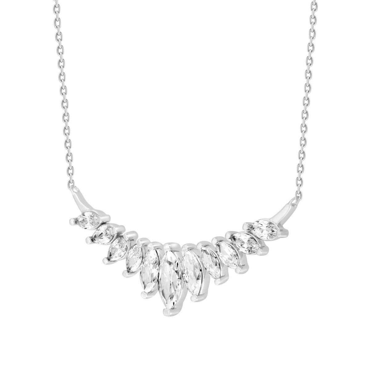 LADIES NECKLACE 4CT MARQUISE DIAMOND 14K WHITE GOLD