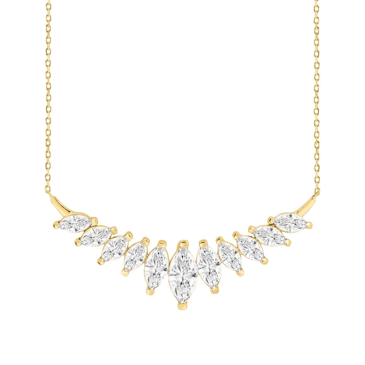 LADIES NECKLACE 4CT MARQUISE DIAMOND 14K YELLOW GOLD