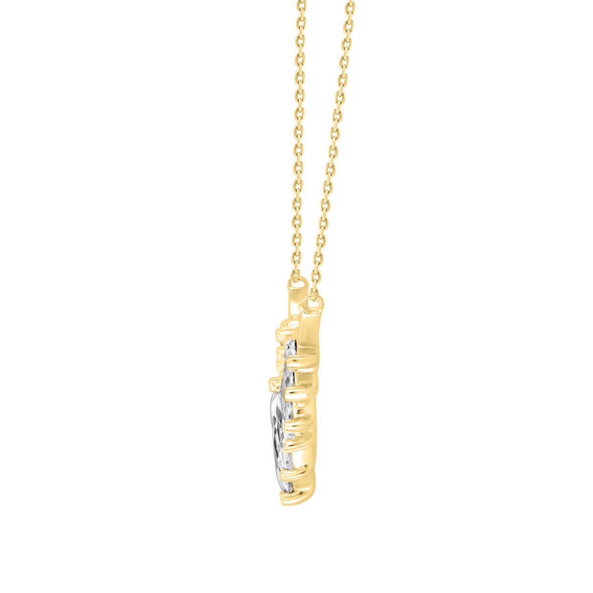 LADIES NECKLACE 4CT MARQUISE DIAMOND 14K YELLOW GOLD