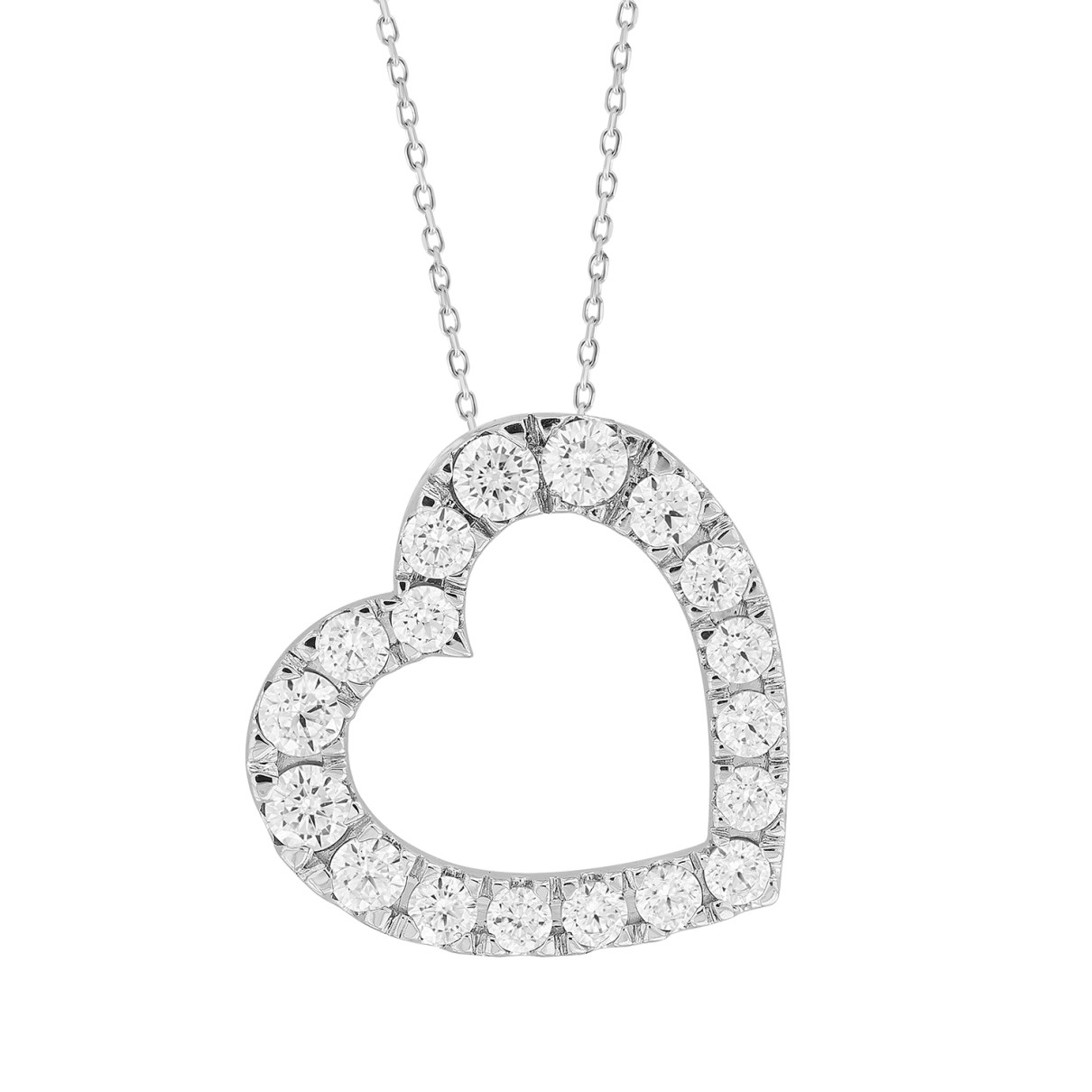 LADIES PENDANT 1 1/2CT ROUND DIAMOND 14K WHITE GOLD