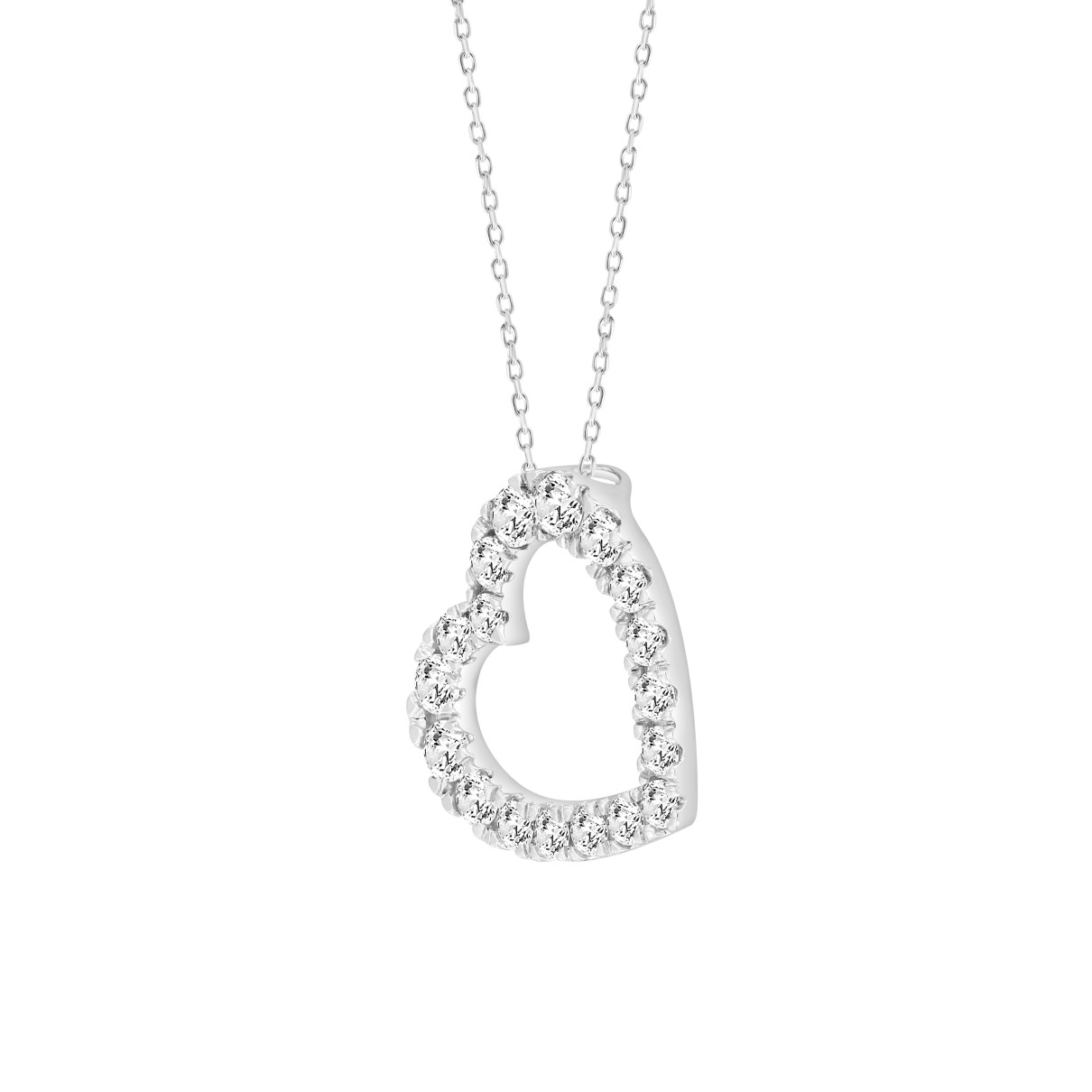 LADIES PENDANT 1 1/2CT ROUND DIAMOND 14K WHITE GOLD