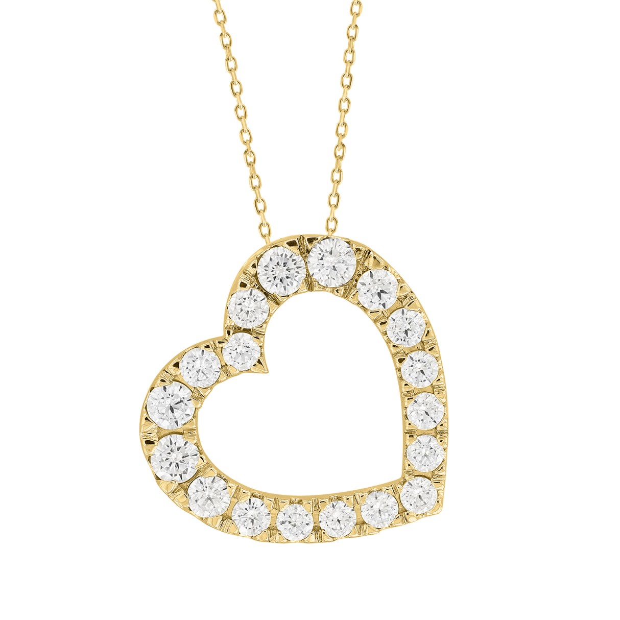 LADIES PENDANT 1 1/2CT ROUND DIAMOND 14K YELLOW GO...