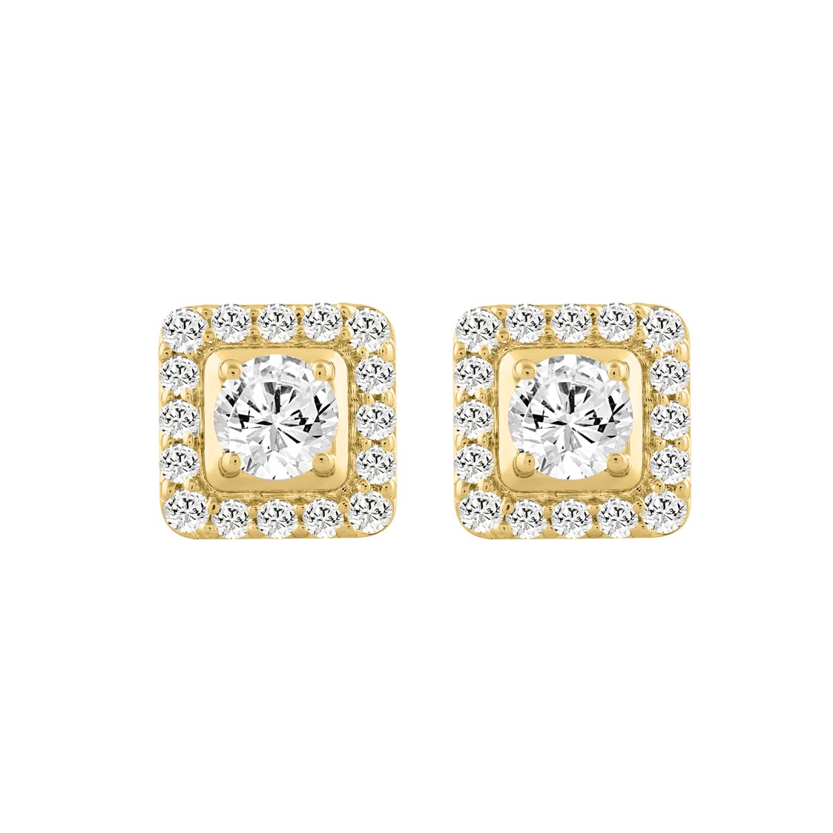 LADIES EARRINGS 1 3/4CT ROUND DIAMOND 10K YELLOW GOLD