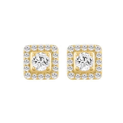 LADIES EARRINGS 1 3/4CT ROUND DIAMOND 10K YELLOW GOLD