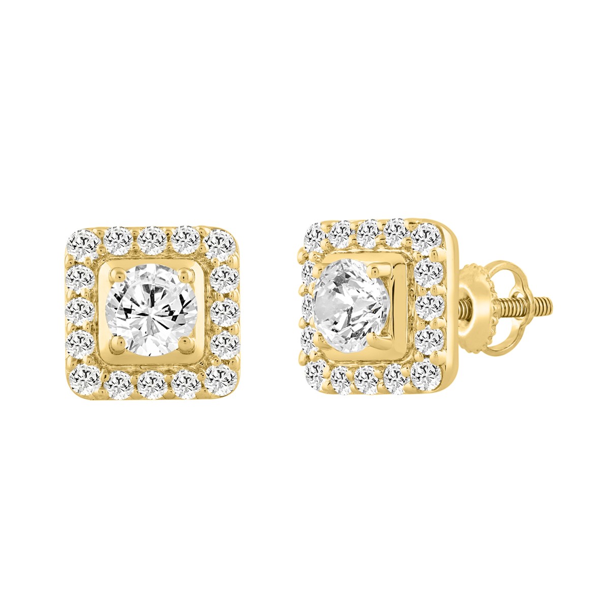 LADIES EARRINGS 1 3/4CT ROUND DIAMOND 10K YELLOW GOLD