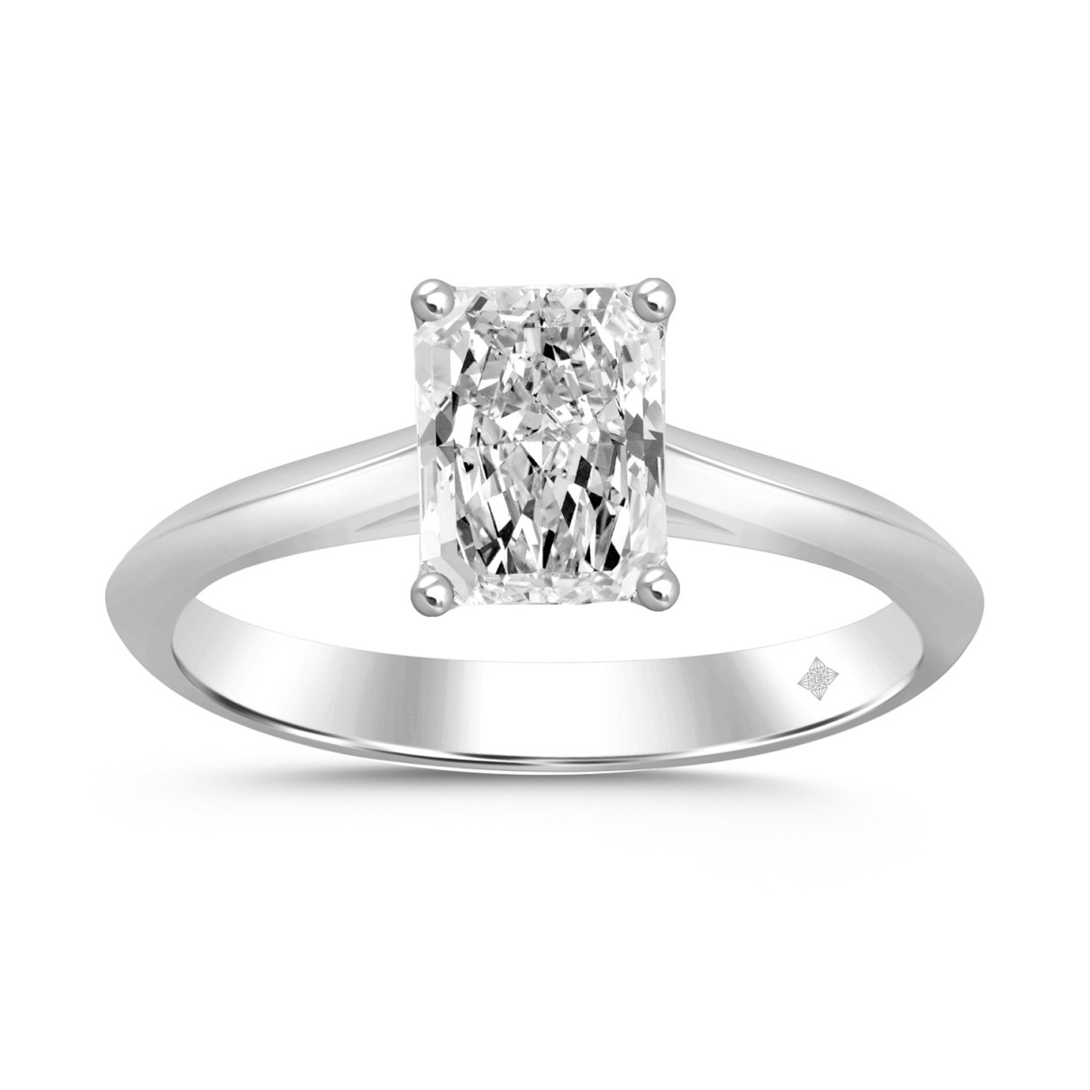 LADIES SOLITAIRE RING 1 1/2CT RADIANT DIAMOND 14K WHITE GOLD