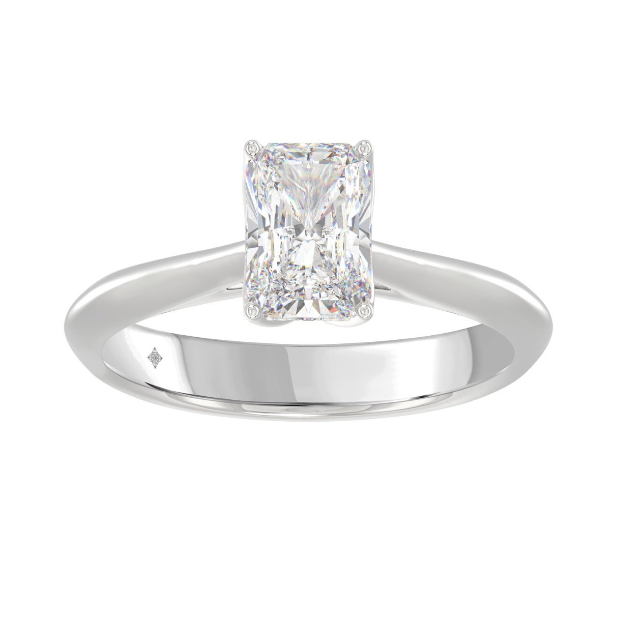 LADIES SOLITAIRE RING 1 1/2CT RADIANT DIAMOND 14K WHITE GOLD