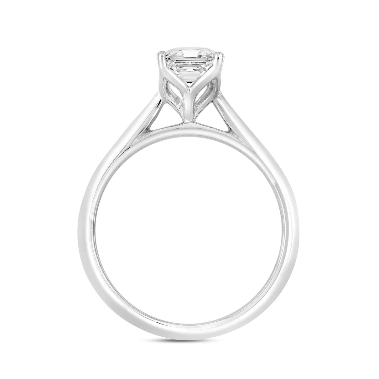 LADIES SOLITAIRE RING 1 1/2CT RADIANT DIAMOND 14K WHITE GOLD