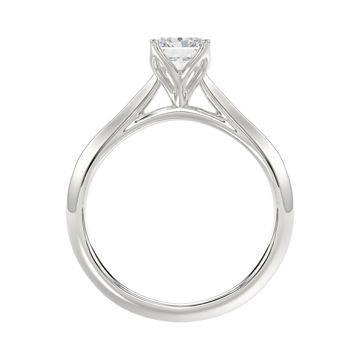 LADIES SOLITAIRE RING 1 1/2CT RADIANT DIAMOND 14K WHITE GOLD