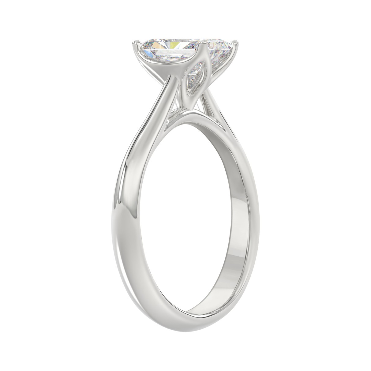 LADIES SOLITAIRE RING 1 1/2CT RADIANT DIAMOND 14K WHITE GOLD