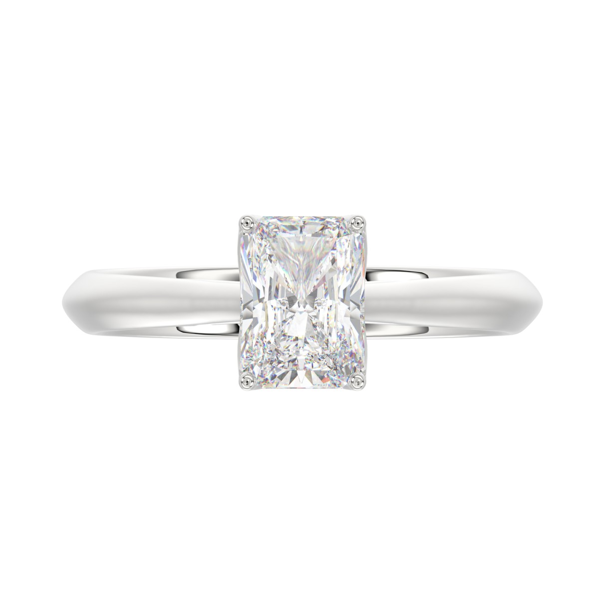 LADIES SOLITAIRE RING 1 1/2CT RADIANT DIAMOND 14K WHITE GOLD