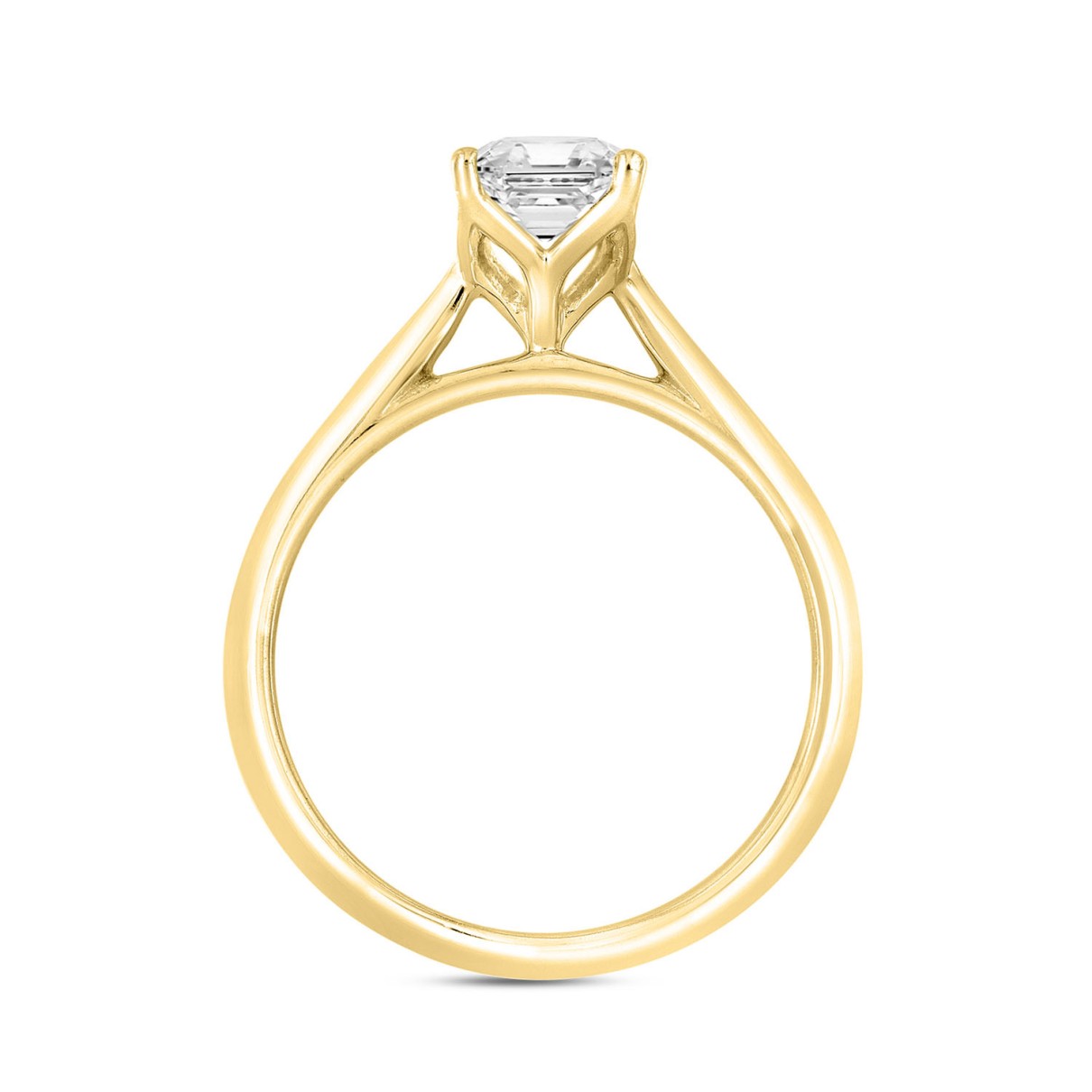 LADIES SOLITAIRE RING 1 1/2CT RADIANT DIAMOND 14K YELLOW GOLD