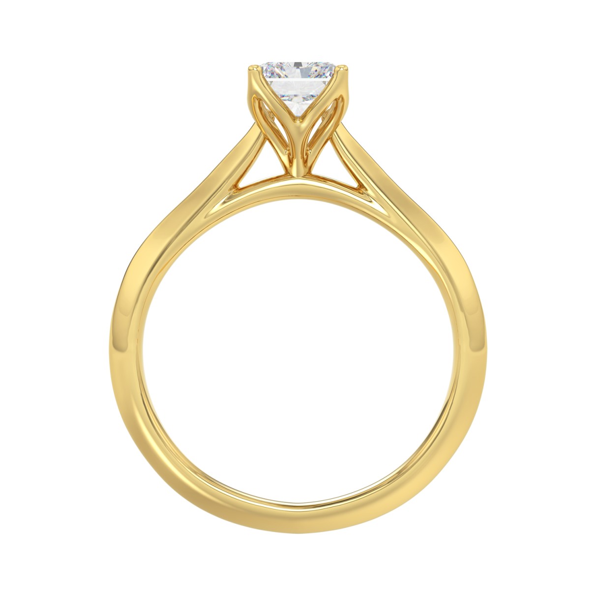 LADIES SOLITAIRE RING 1 1/2CT RADIANT DIAMOND 14K YELLOW GOLD