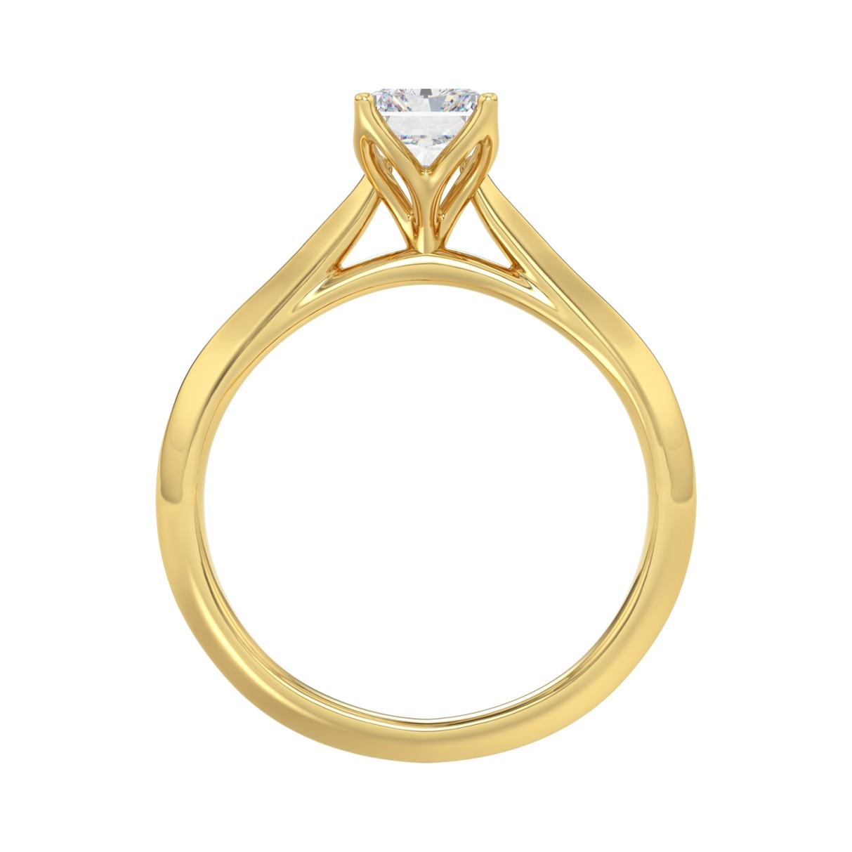 LADIES SOLITAIRE RING 1 1/2CT RADIANT DIAMOND 14K YELLOW GOLD