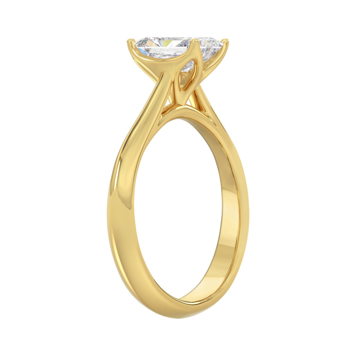 LADIES SOLITAIRE RING 1 1/2CT RADIANT DIAMOND 14K YELLOW GOLD