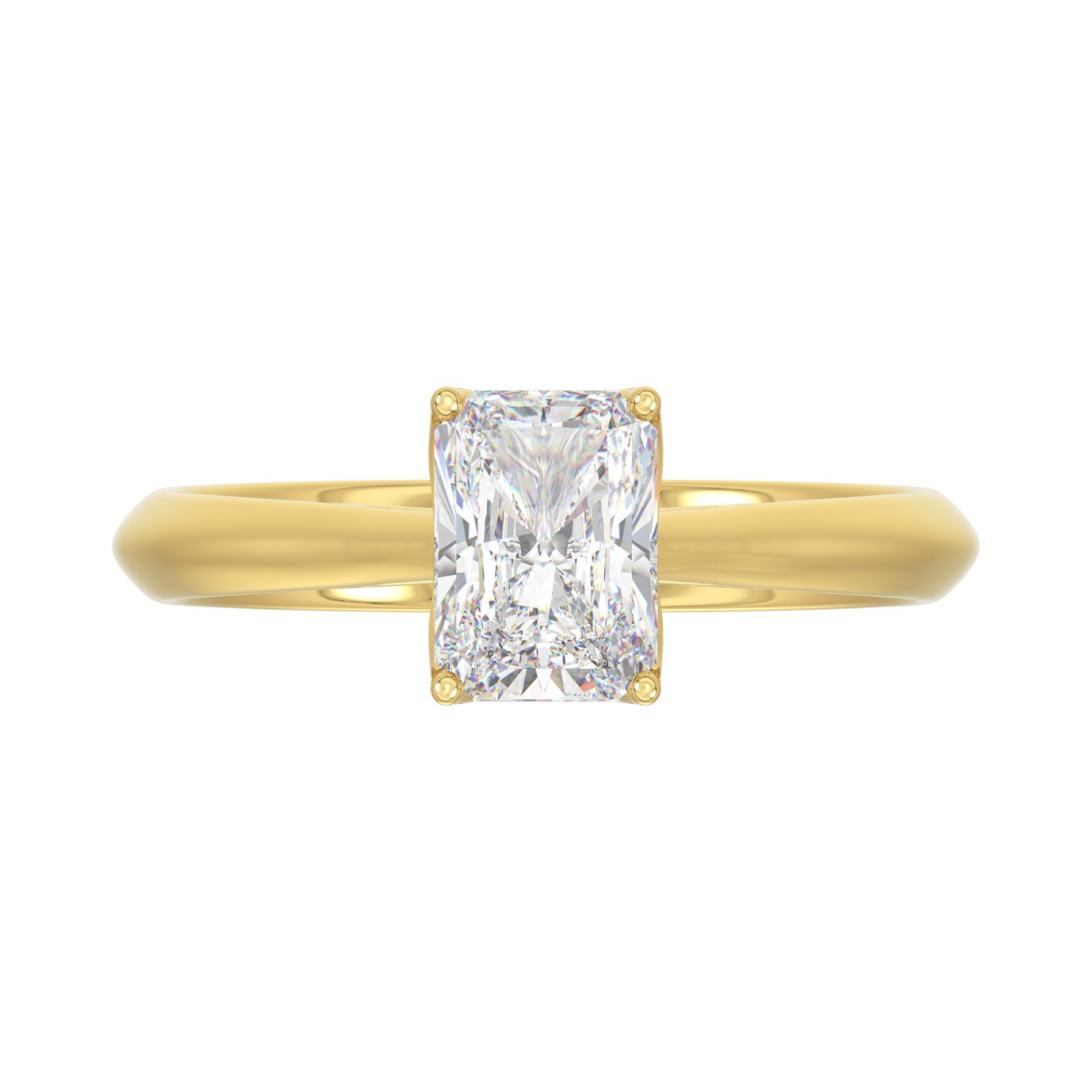 LADIES SOLITAIRE RING 1 1/2CT RADIANT DIAMOND 14K YELLOW GOLD