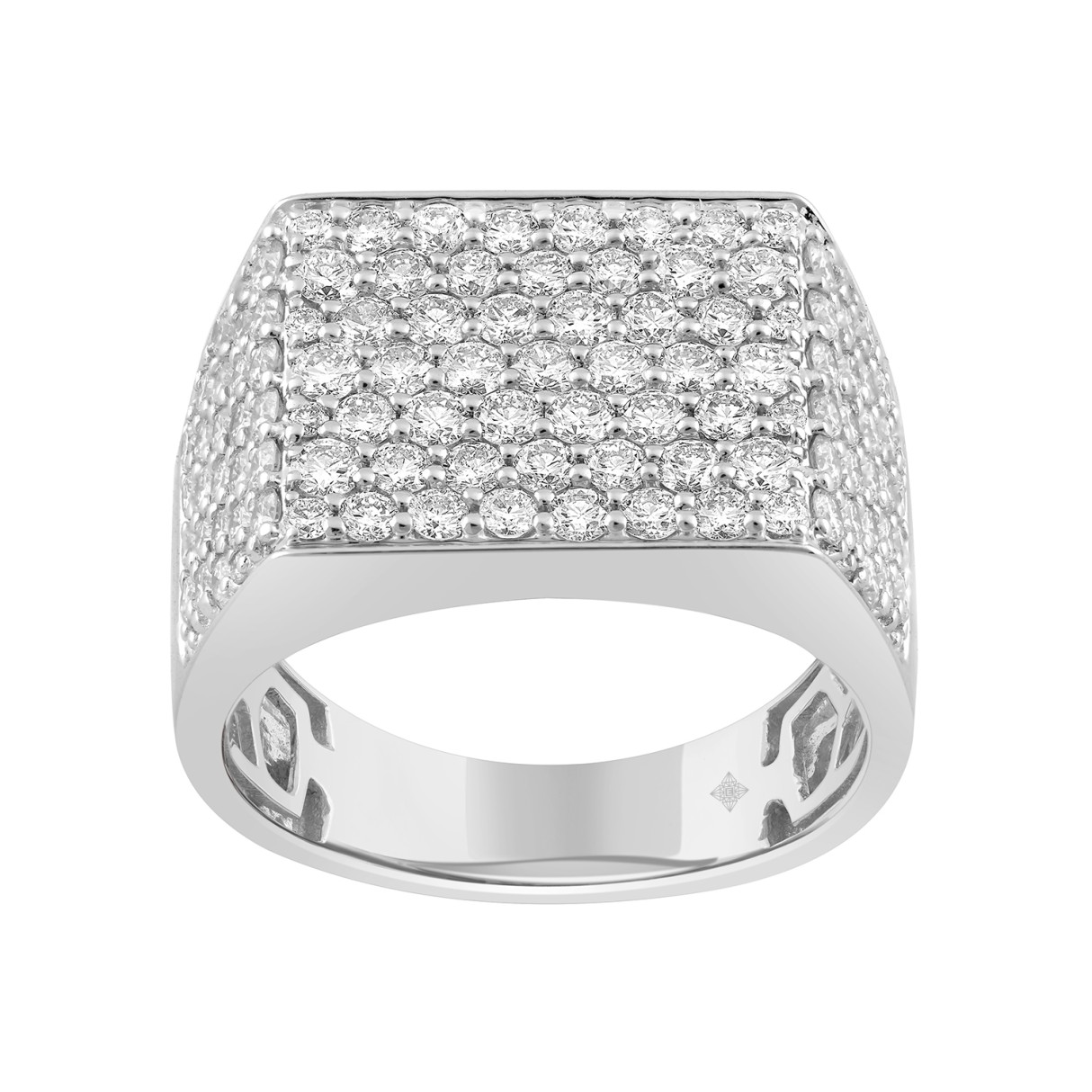 MEN'S RING 2 3/4CT ROUND DIAMOND 14K WHITE GOLD