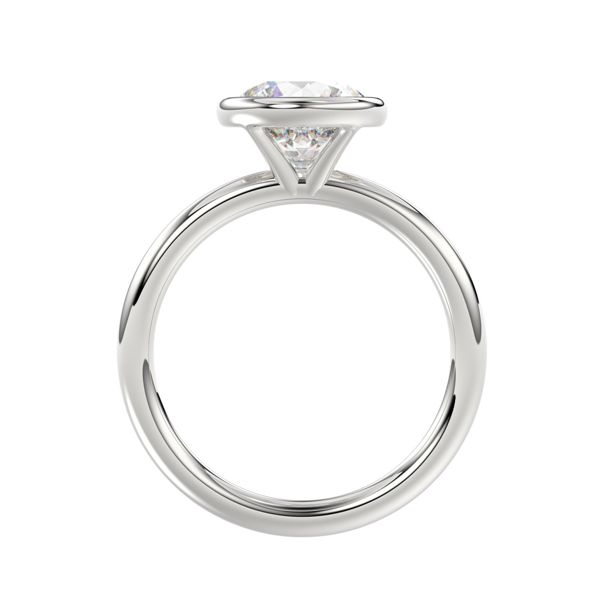 LADIES SOLITAIRE RING 2CT ROUND DIAMOND 14K WHITE GOLD (CENTER STONE ROUND DIAMOND 2CT )