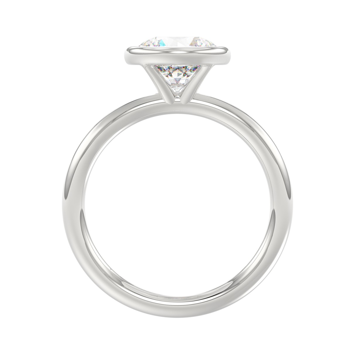 LADIES SOLITAIRE RING 2CT ROUND DIAMOND 14K WHITE GOLD (CENTER STONE ROUND DIAMOND 2CT )