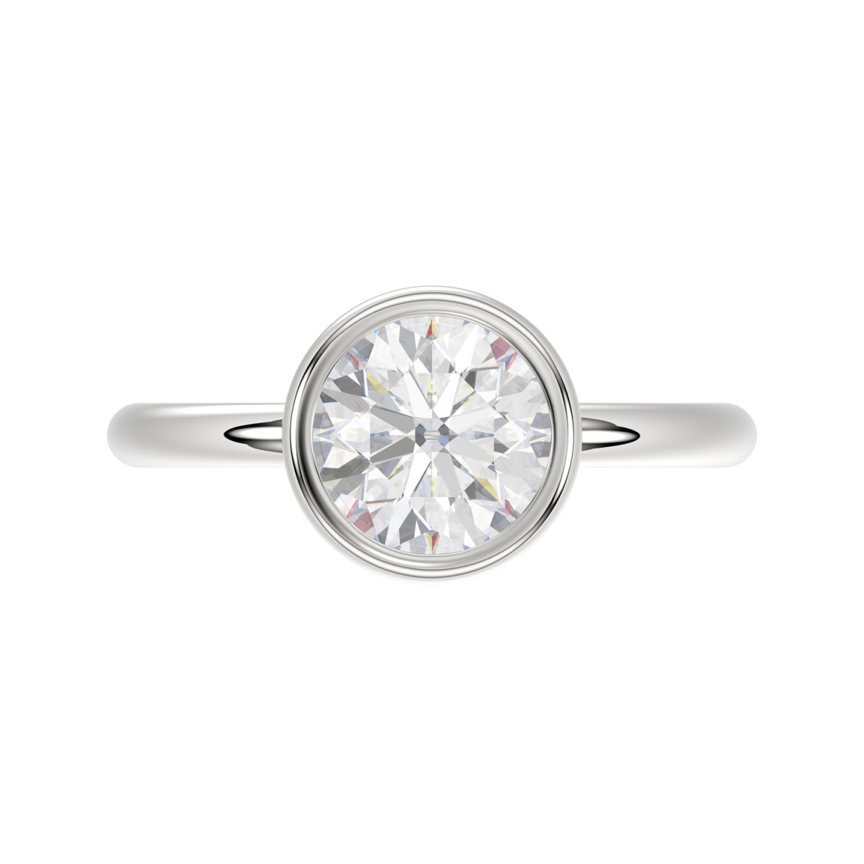 LADIES SOLITAIRE RING 2CT ROUND DIAMOND 14K WHITE GOLD (CENTER STONE ROUND DIAMOND 2CT )