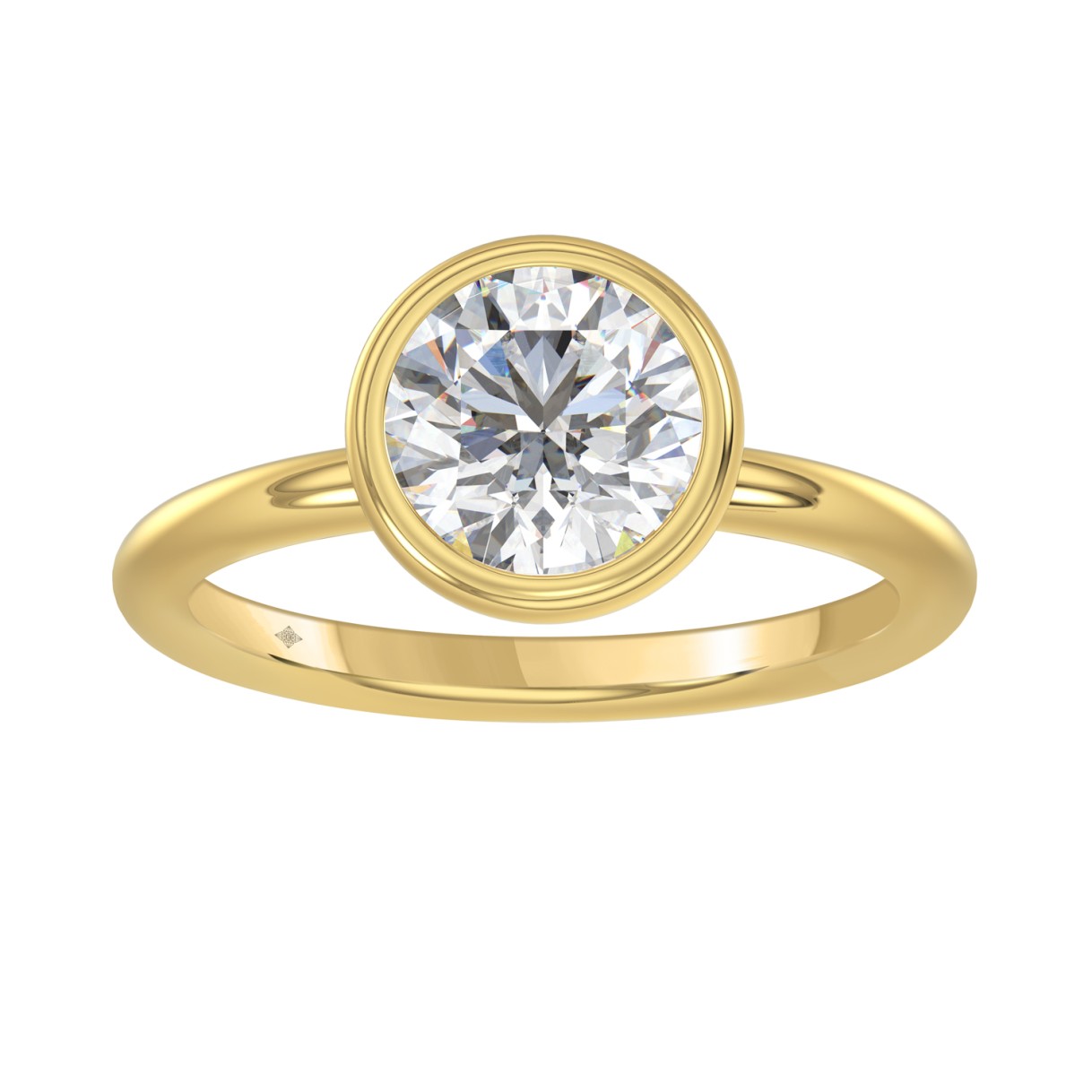 LADIES SOLITAIRE RING 2CT ROUND DIAMOND 14K YELLOW...