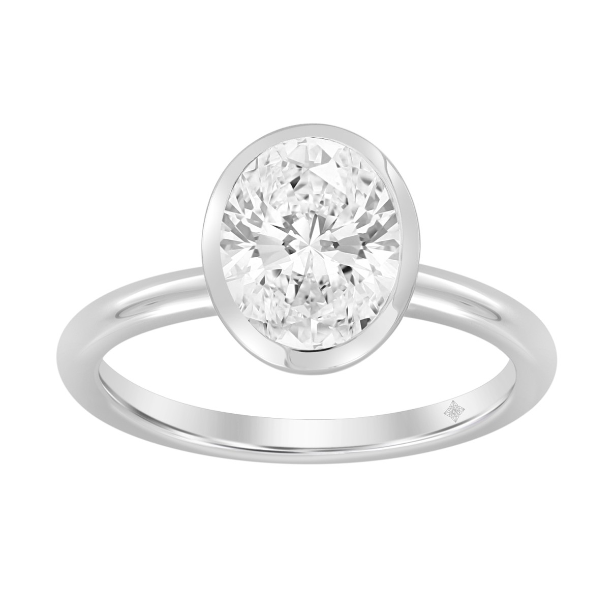 LADIES SOLITAIRE RING 2CT OVAL DIAMOND 14K WHITE G...