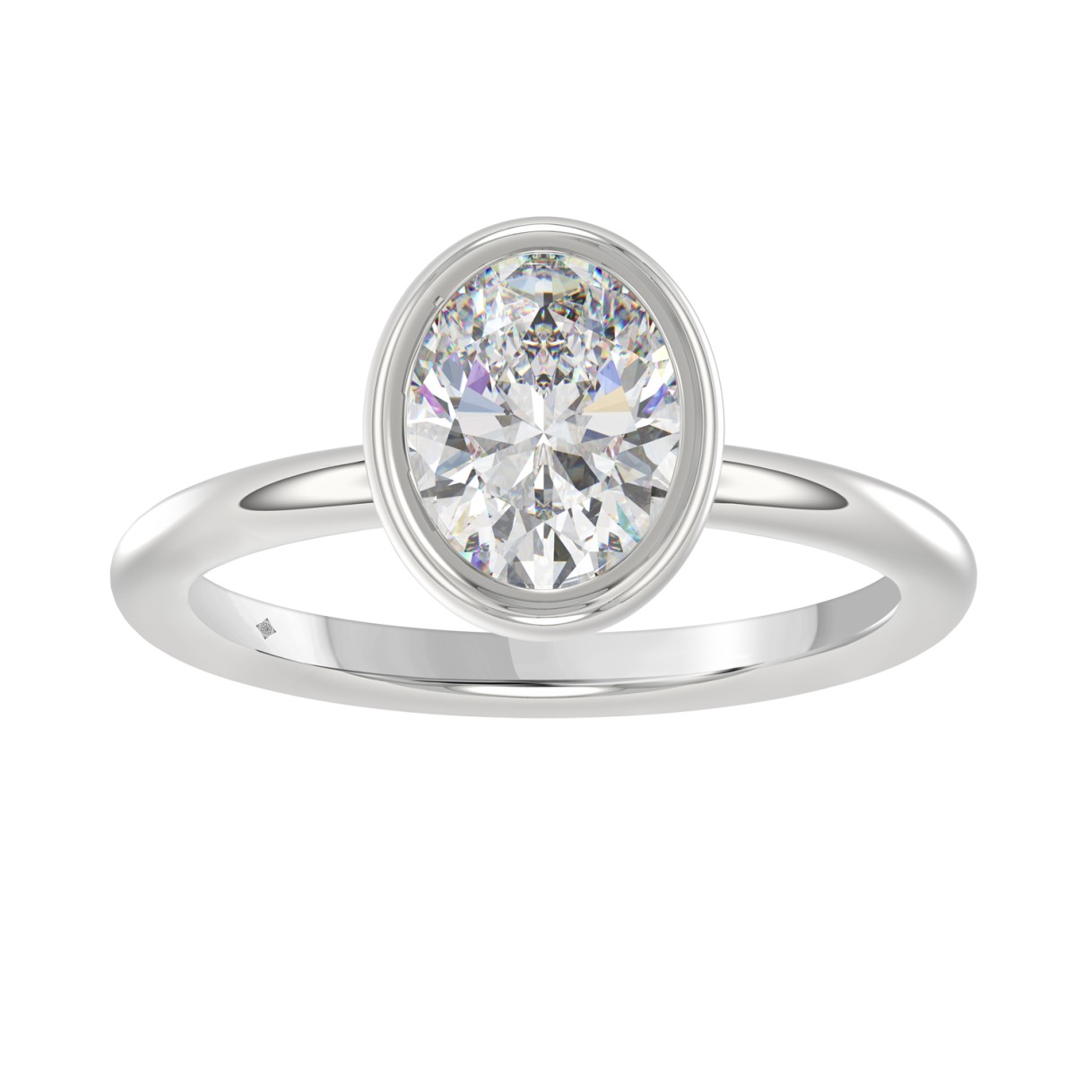 LADIES SOLITAIRE RING 2CT OVAL DIAMOND 14K WHITE G...