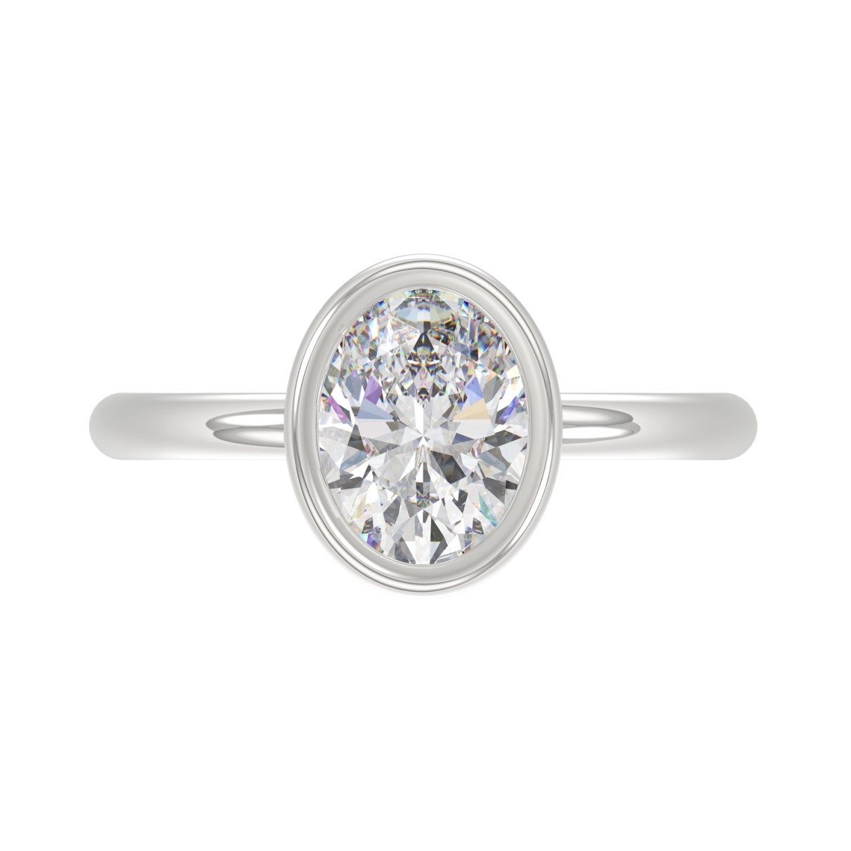 LADIES SOLITAIRE RING 2CT OVAL DIAMOND 14K WHITE GOLD (CENTER STONE OVAL DIAMOND 2CT )