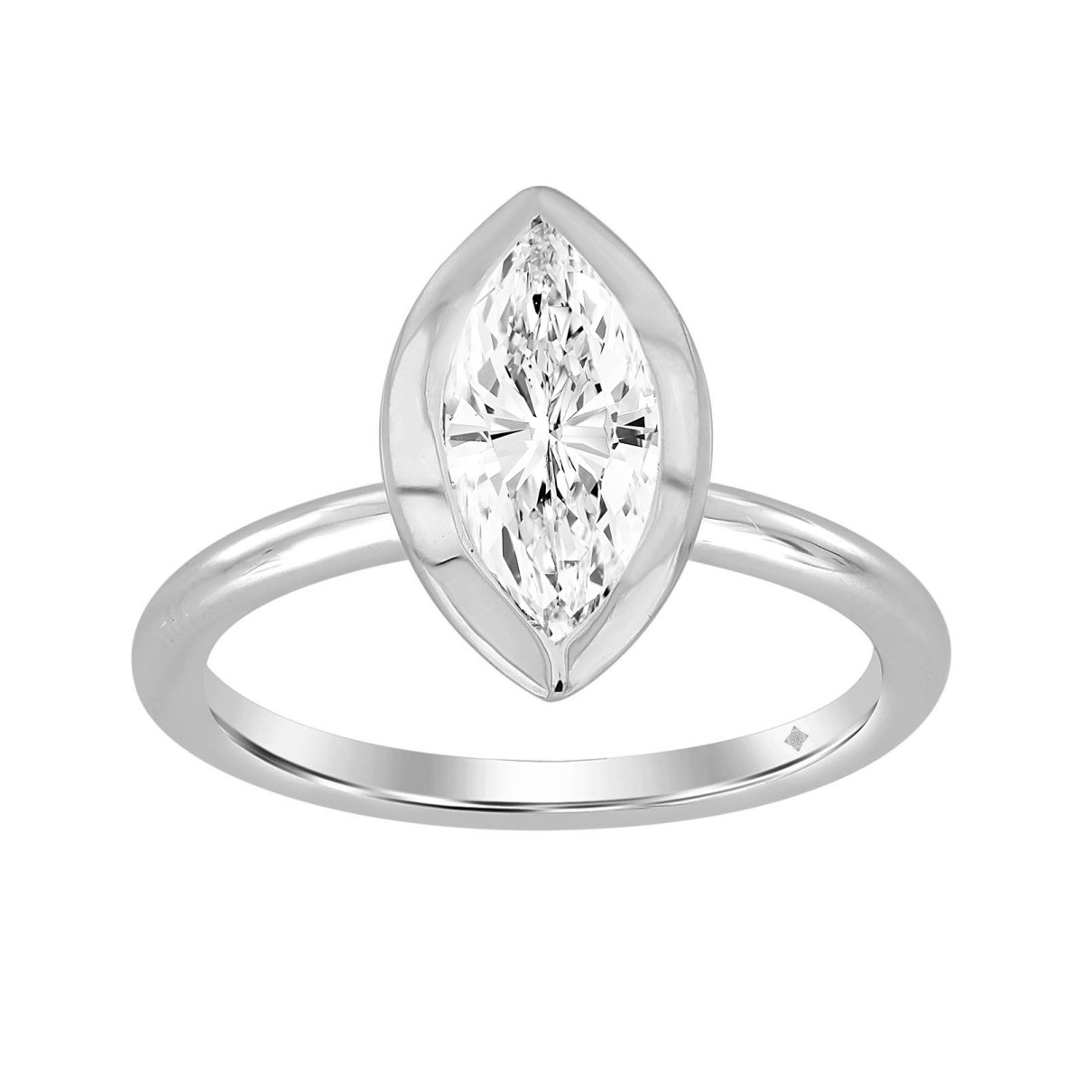 LADIES SOLITAIRE RING 2CT MARQUISE DIAMOND 14K WHI...