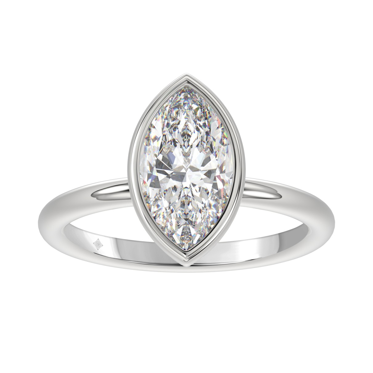 LADIES SOLITAIRE RING 2CT MARQUISE DIAMOND 14K WHI...