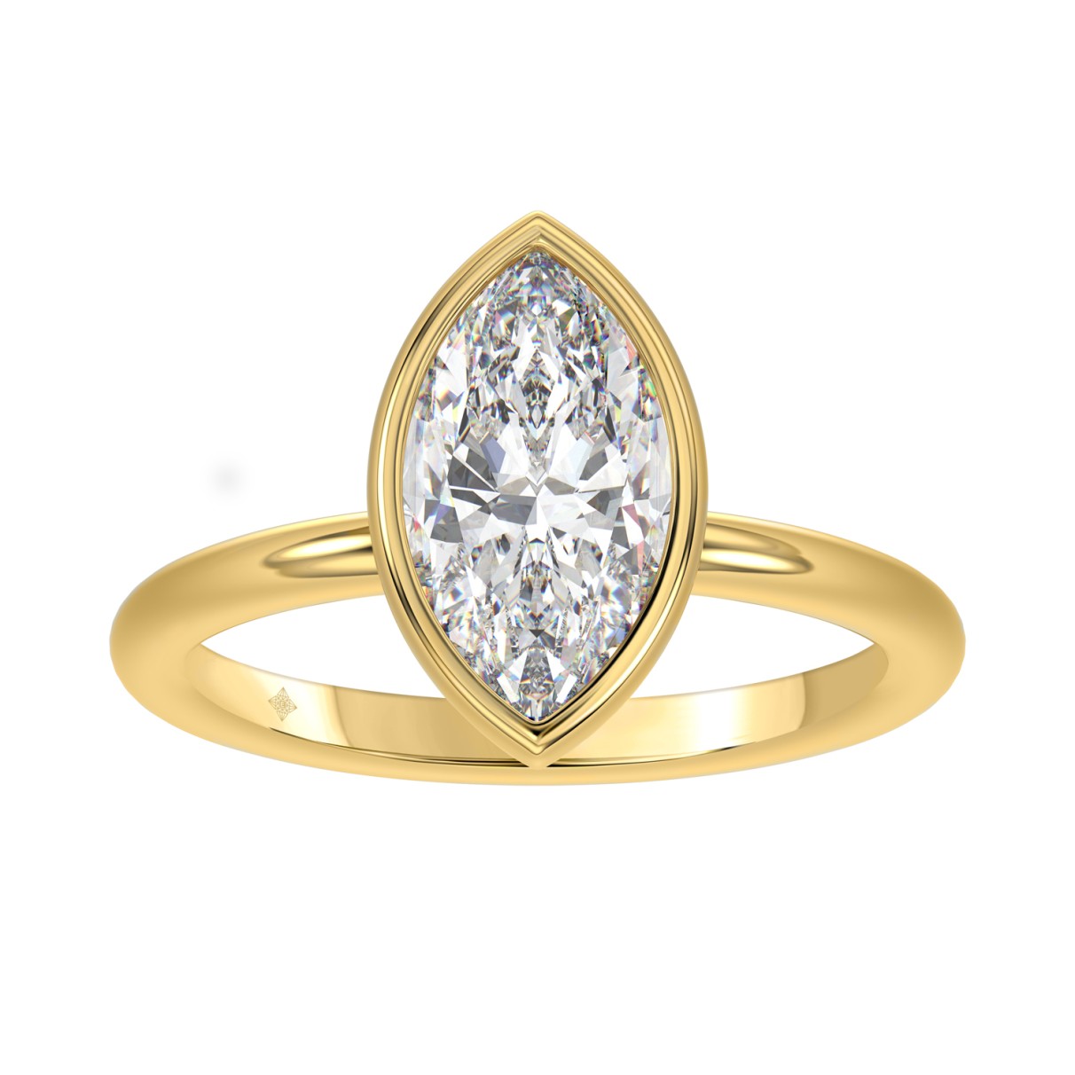 LADIES SOLITAIRE RING 2CT MARQUISE DIAMOND 14K YEL...