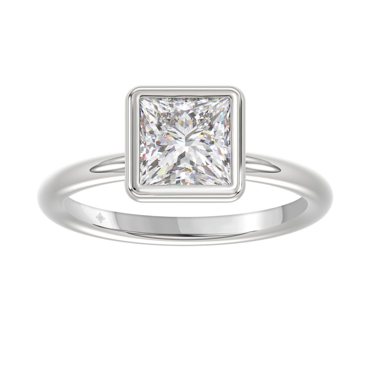 LADIES SOLITAIRE RING 2CT PRINCESS DIAMOND 14K WHI...