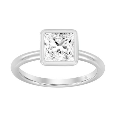 LADIES RING 2CT PRINCESS DIAMOND 14K WHITE GOLD (CENTER STONE PRINCESS DIAMOND 2CT )