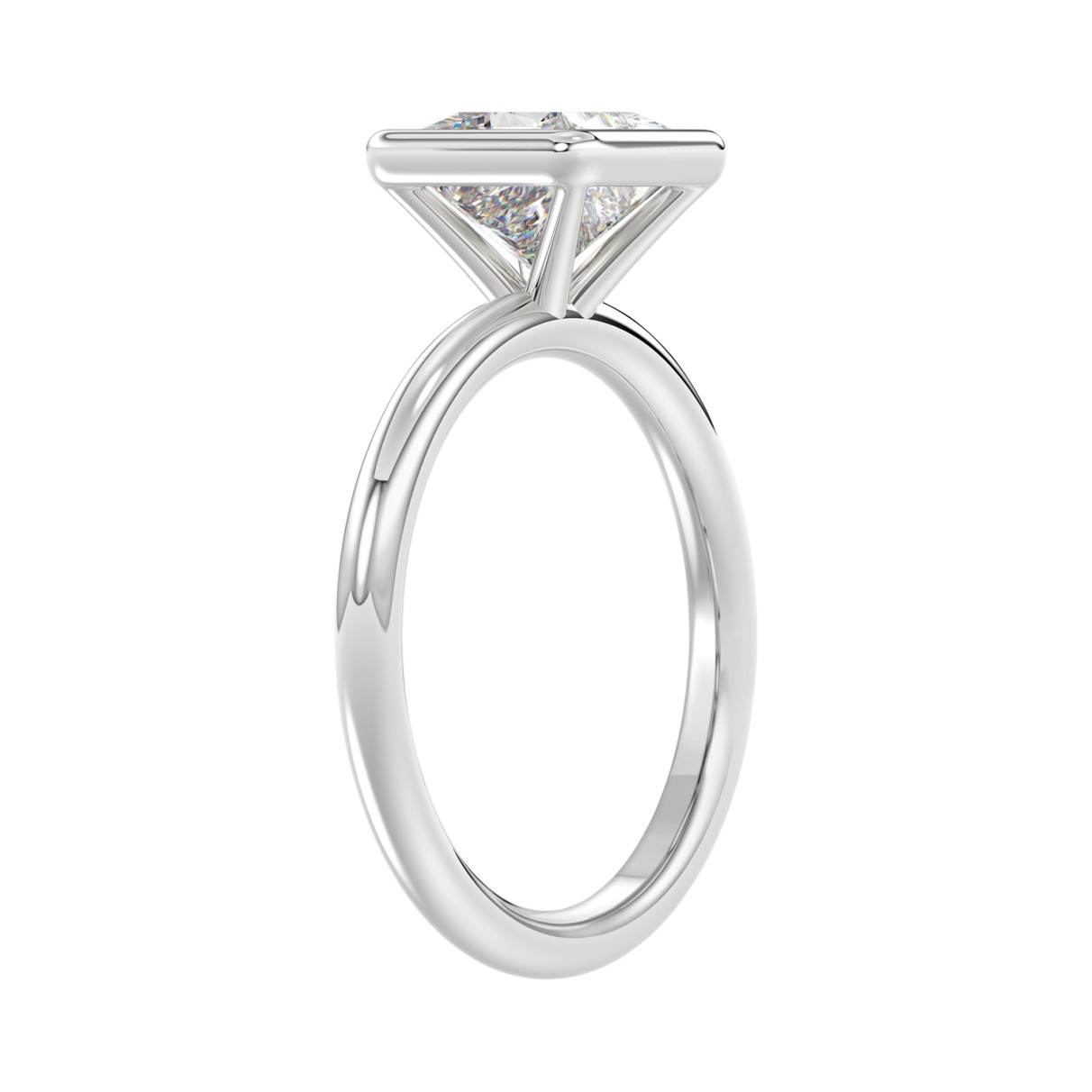 LADIES SOLITAIRE RING 2CT PRINCESS DIAMOND 14K WHITE GOLD (CENTER STONE PRINCESS DIAMOND 2CT )