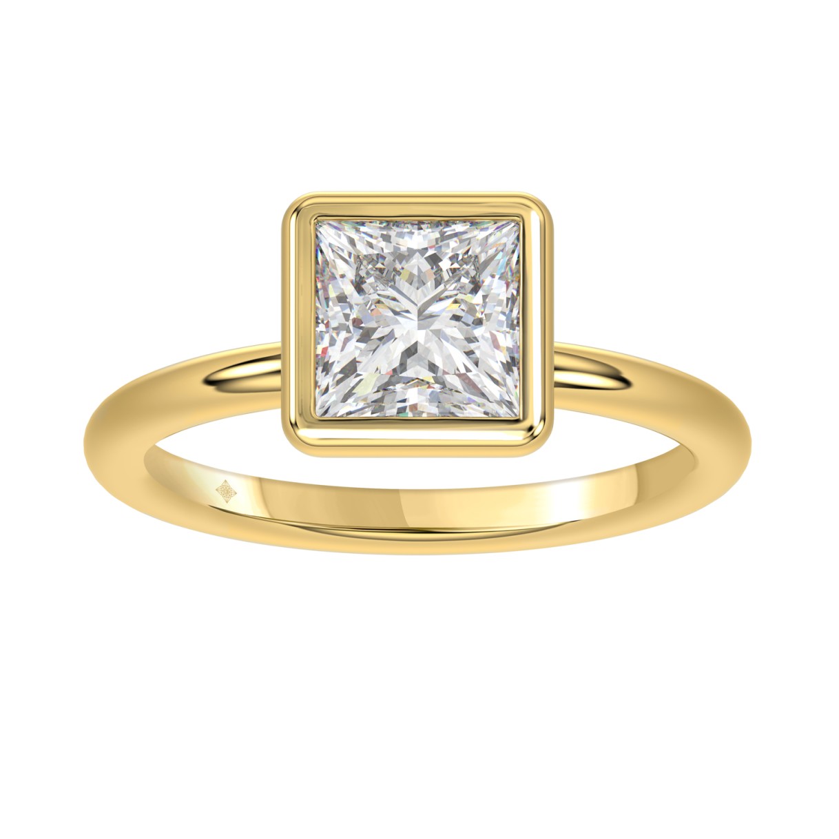 LADIES SOLITAIRE RING 2CT PRINCESS DIAMOND 14K YEL...