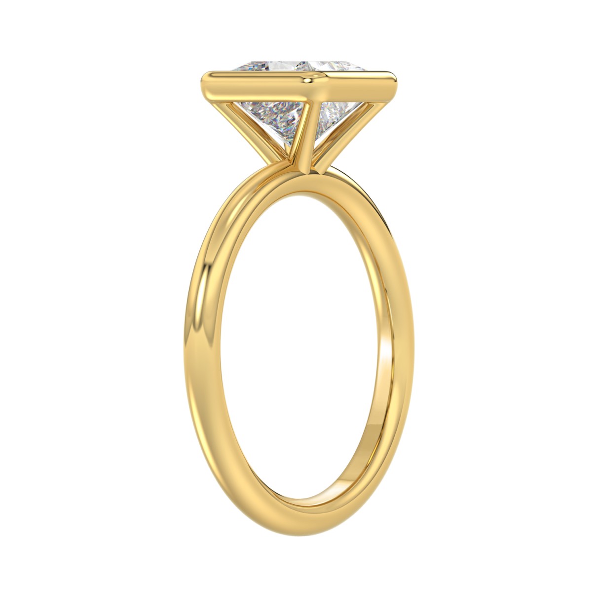 LADIES SOLITAIRE RING 2CT PRINCESS DIAMOND 14K YELLOW GOLD (CENTER STONE PRINCESS DIAMOND 2CT )