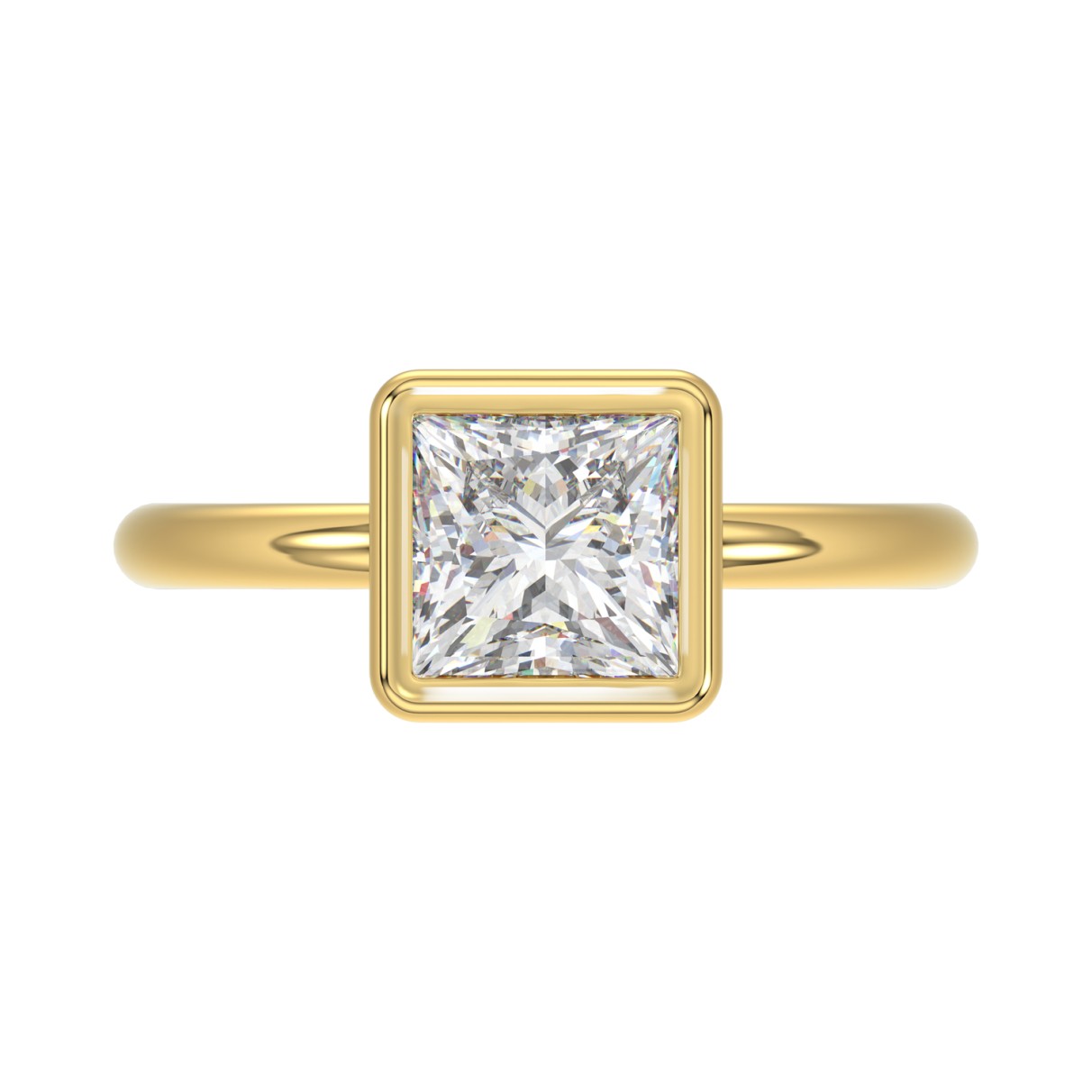 LADIES SOLITAIRE RING 2CT PRINCESS DIAMOND 14K YELLOW GOLD (CENTER STONE PRINCESS DIAMOND 2CT )